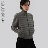 sameuoo散养文化「织物」90白鸭绒羽绒服毛织拼接袖 立领短外套冬