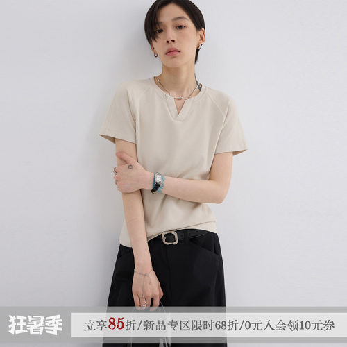 散养文化250g慕斯竹节棉通勤短袖