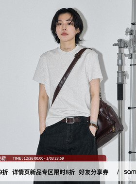 sameuoo散养文化「小彩派对」纯色中性风短袖t恤女夏季正肩上衣