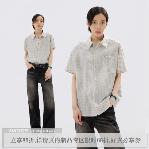 「彩羽」100%棉短袖衬衫夏