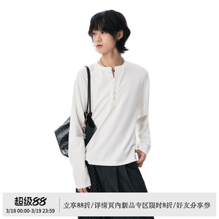 sameuoo散养文化「亨哲」宽松基础简约内搭无性别亨利领长袖t恤