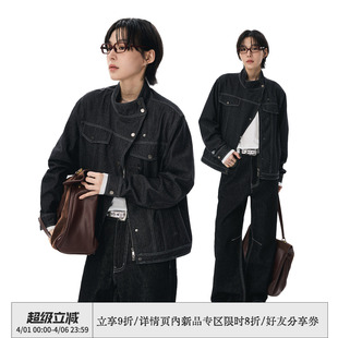 微宽松正肩明线不规则门襟牛仔外套 sameuoo散养文化「海夜」短款