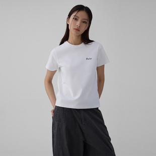 sameuoo散养文化「wlw」英文刺绣短袖t恤女夏季中性风情侣上衣