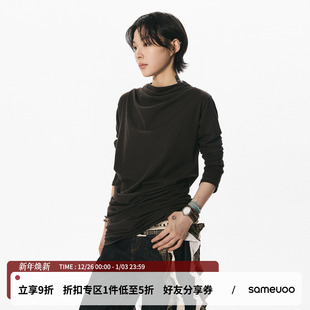 内搭上衣 t恤女秋冬半高领打底衫 sameuoo散养文化「浅 堆叠」长袖