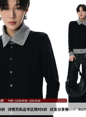 sameuoo散养文化「迷雾航线」条纹长袖T恤双面绒内搭打底保暖上衣