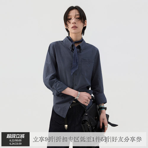 散养文化精致经典格纹长袖衬衫夏