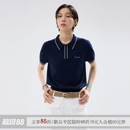 散养文化莱赛尔针织短袖polo衫女