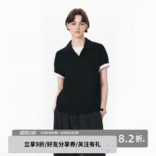 sameuoo散养文化「夜弈」假两件黑色短袖Polo衫女夏季中性风t恤男
