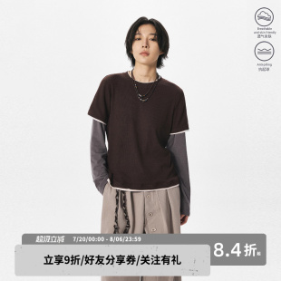 t恤女中性风内搭上衣秋 sameuoo散养文化「木谣」假三件正肩长袖