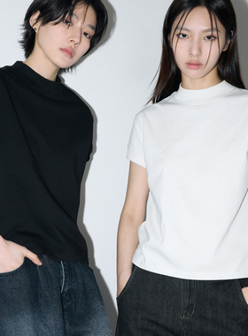 sameuoo散养文化「画布」纯色百搭正肩短袖t恤女夏短款无性别上衣