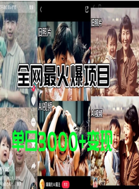 全网爆火的AI让老照片动起来教程，蹭热点日赚3000+内含免费工具
