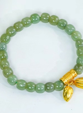 天然和田玉晴水莲蓬直切珠子手串