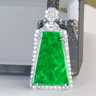 925银镶嵌翡翠A货气质风百搭满阳绿翡翠方牌无事牌吊坠送礼送爱人