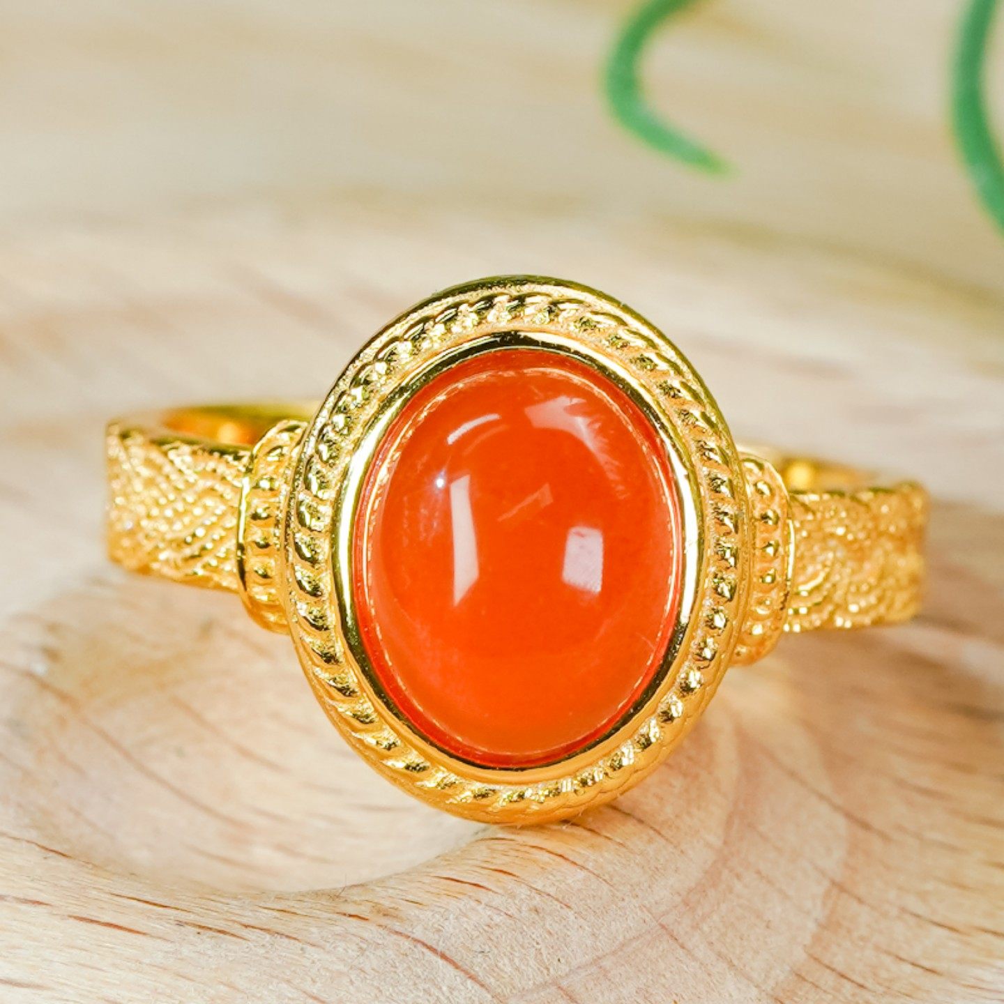 天然南红戒指银镶嵌精致古法设计椭圆蛋面开口戒