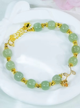 天然和田玉手串晴水色圆珠手链