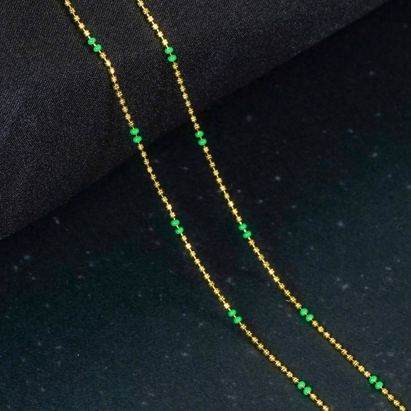 S925镀金色竹节银链5cm可调