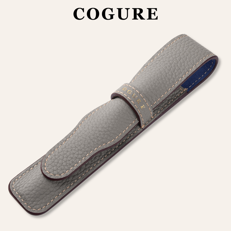 COGURE真皮笔袋商务简约魔术贴钢笔套精品办公文具收纳袋