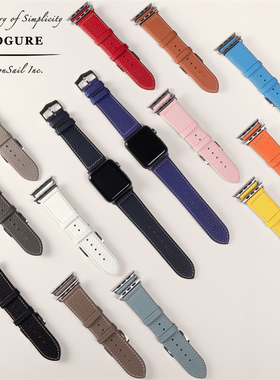 COGURE适用苹果appleiwatch8/7/6表带荔枝纹真皮高级感se男女手表iwatch
