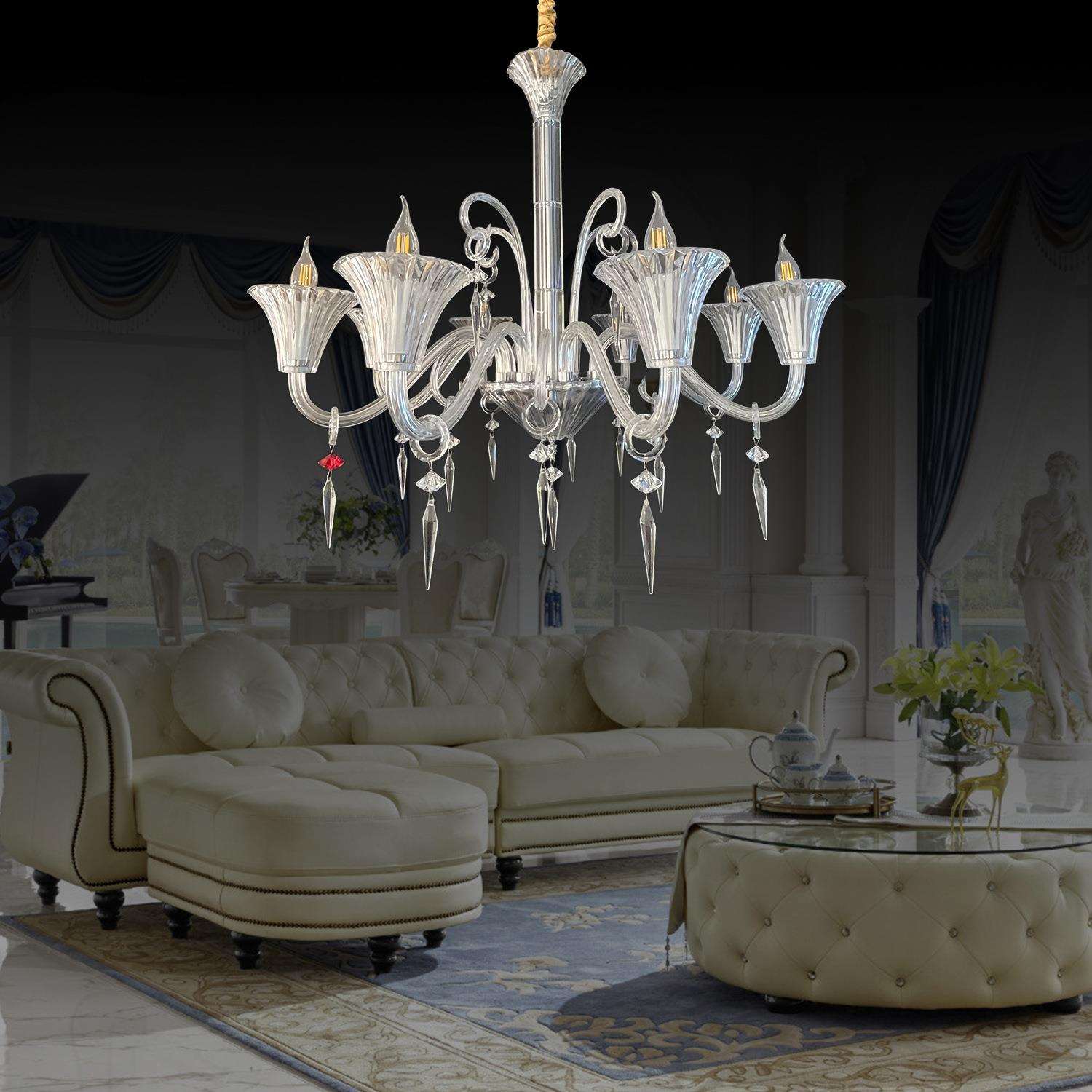 法式水晶玻璃吊灯客厅灯豪华酒店轻奢家用灯现代简约卧室餐厅灯