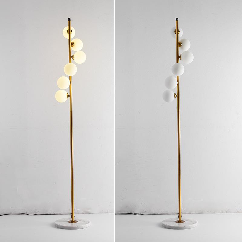 北欧网红客厅落地灯酒店卧室创意大理石分子轻奢立式简约沙发地灯