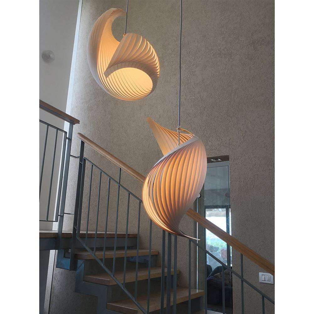 LOFT吊灯日式餐厅创意海螺艺术挑空别墅公寓客厅复式旋转楼梯吊灯