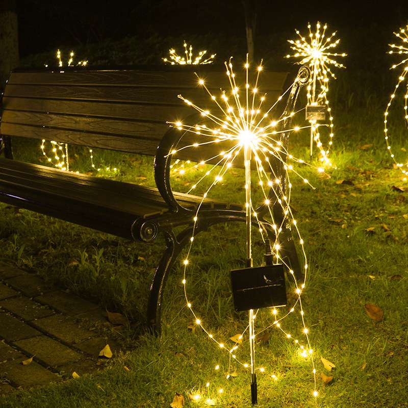 亚马逊热卖led太阳能烟花灯 草坪蒲公英灯串户外防水圣诞节装饰灯