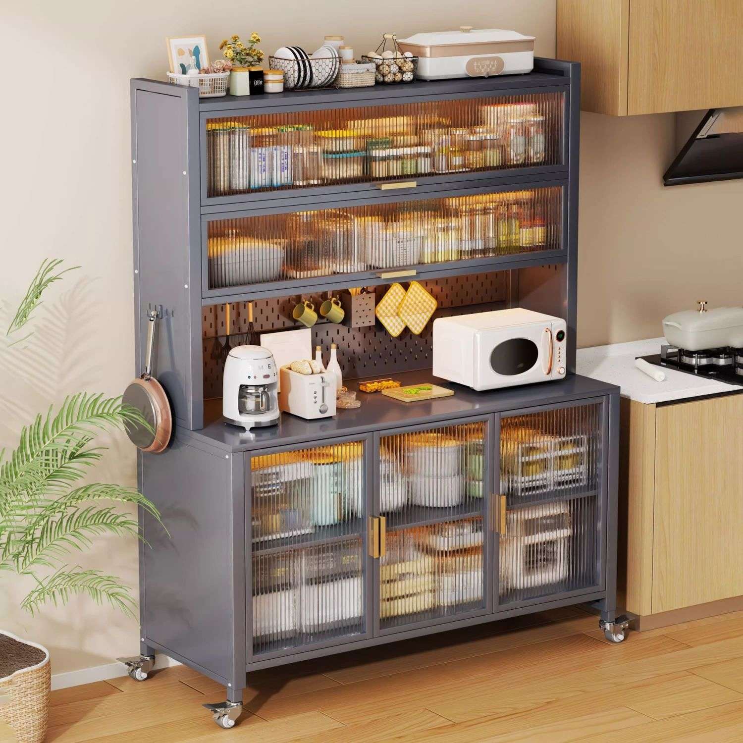 厨房置物架餐边储物柜落地多层烤箱微波炉锅电器多功能收纳橱柜子