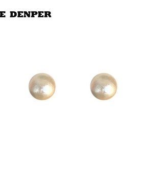 法式复古棉花大珍珠耳钉女轻奢高级设计感S925银针简约百搭耳环饰