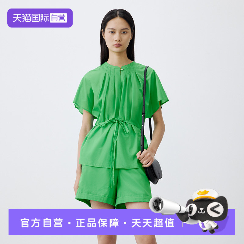 【自营】Marc O'Polo/MOP夏季新款纯棉立领系带轻薄透气衬衫女士