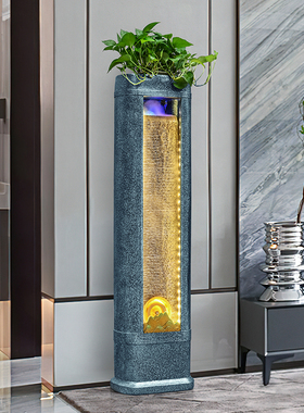 简约现代水幕墙流水摆件客厅玄关循环水景观办公室风水轮开 业招