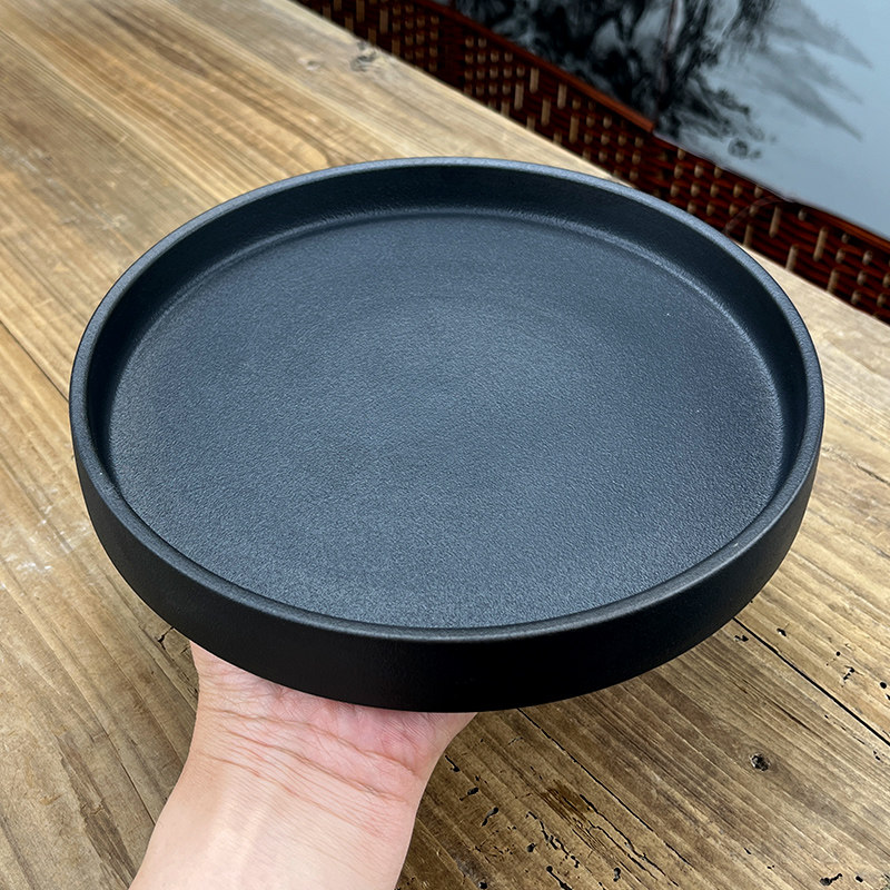 陶瓷圆形小茶盘功夫茶具家用办公托盘中式简约壶承干泡盘茶台茶海