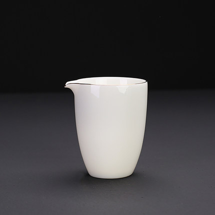 陶瓷公道杯分茶杯羊脂玉白瓷功夫茶具配件茶海手绘描金过滤组茶道