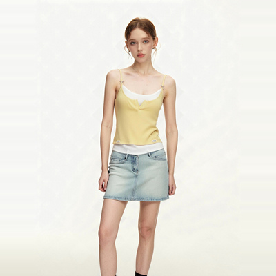 sureenough假两件撞色吊带背心女夏季