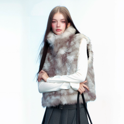 女士短款仿狐狸毛马甲冬季保暖