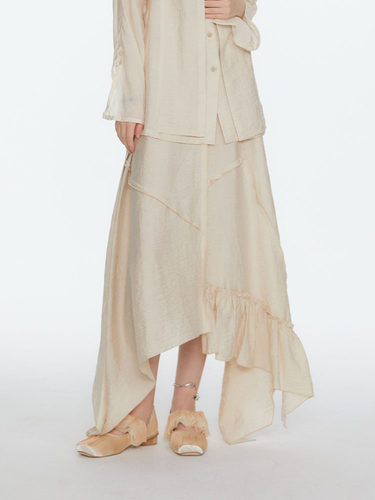 SURE ENOUGH 原创设计春夏季新中式复古纯色不规则拼接半身裙女