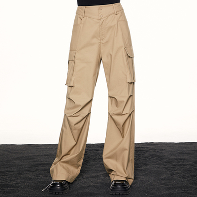 SURE ENOUGH原创设计新款女士工装裤休闲裤宽松阔腿薄款春夏高腰