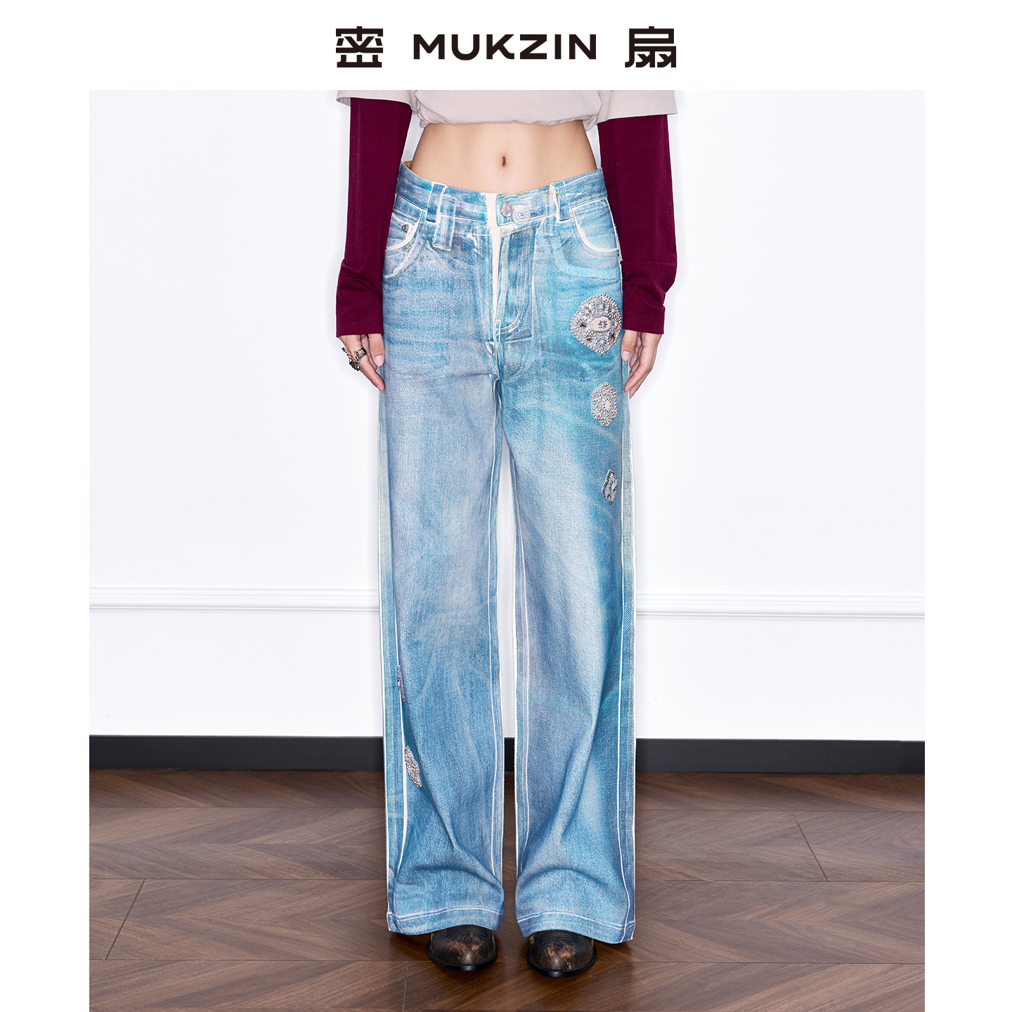 超百搭牛仔裤！//密扇阔腿牛仔裤