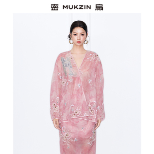 密扇2026春季新款【长安夜宴】系列新中式重工刺绣亮片套装小外套