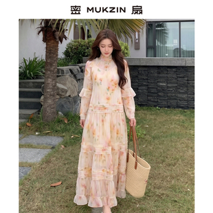 密扇2026年秋新款「镜花水月」小众设计感国风新中式刺绣连衣裙W