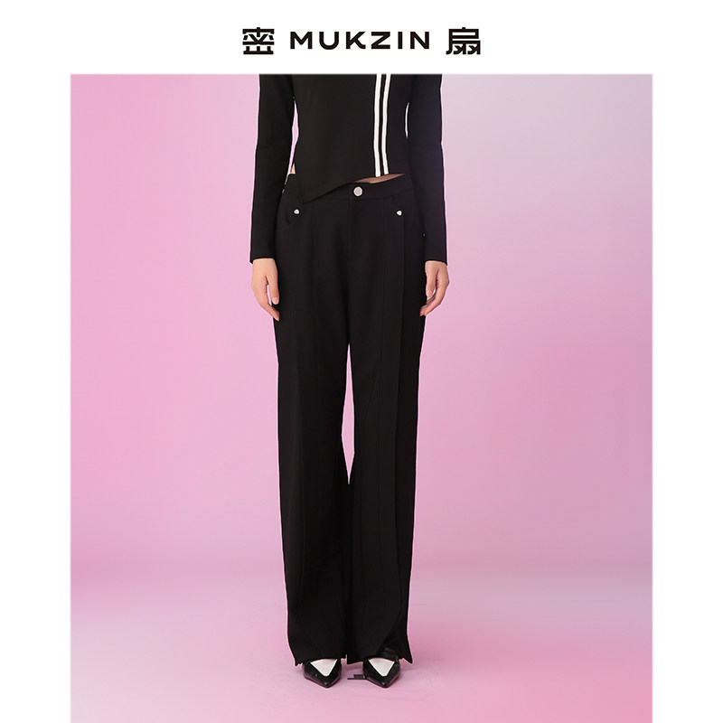 密扇春夏新款不羡仙系列设计感黑色解构西装裤长裤休闲百搭