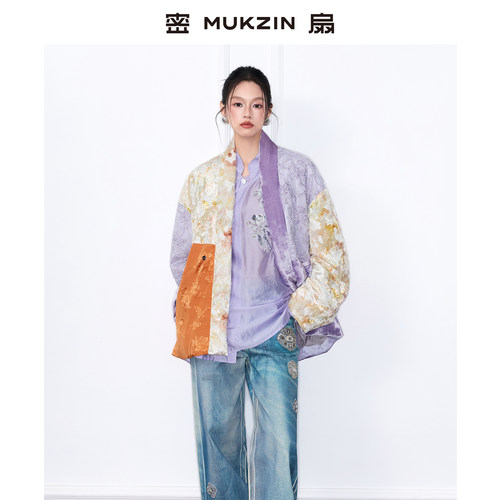 新中式拼接设计中国风长袖羽绒服