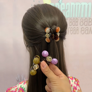 圆珠水钻半扎发小抓夹女高级感2025新款后脑勺头发夹子发夹头饰