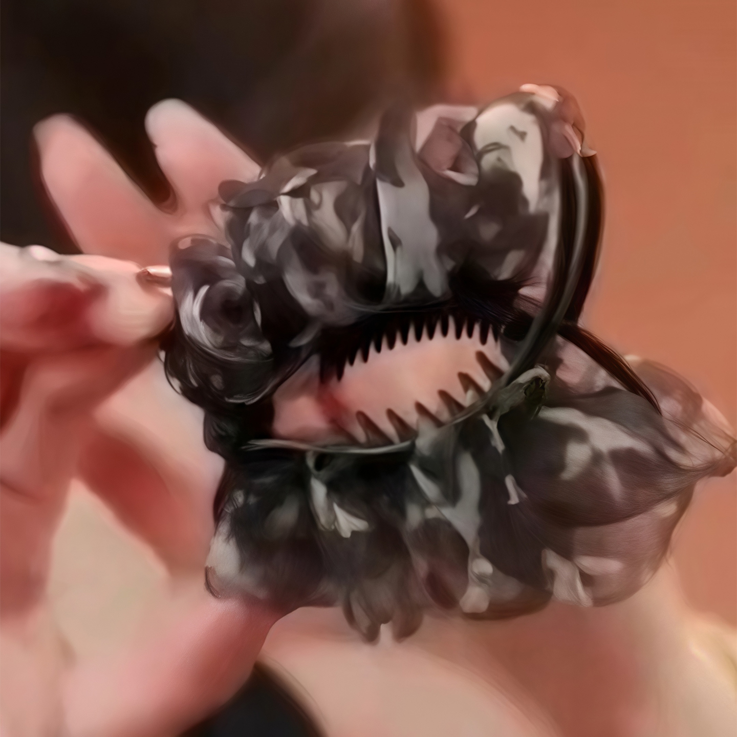 云朵泡泡褶皱碎花丸子头抓夹发饰