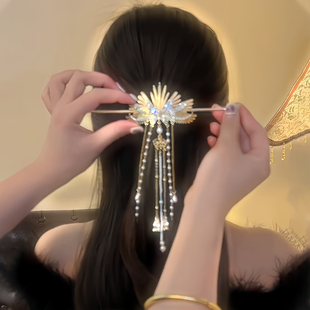 天使之翼金属流苏发簪2026新款高端新中式半扎发簪子发钗头饰女