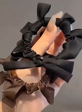 超好看的高端蝴蝶结发圈女2025新款高级感韩系黑咖色扎头发头绳