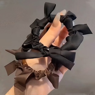 超好看的高端蝴蝶结发圈女2025新款高级感韩系黑咖色扎头发头绳