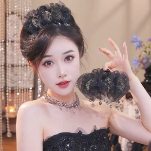 国风盘发褶皱云朵泡泡抓夹2025新款高级感饱满后脑勺发夹头饰女