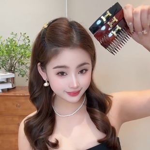 韩系H字母倒插梳卡子碎发整理神器发卡侧边前额刘海发梳发夹子女