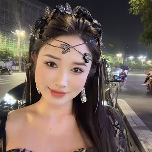 古风盘发蝴蝶流苏发箍女款高级感轻奢发饰2025新款头箍发卡头饰