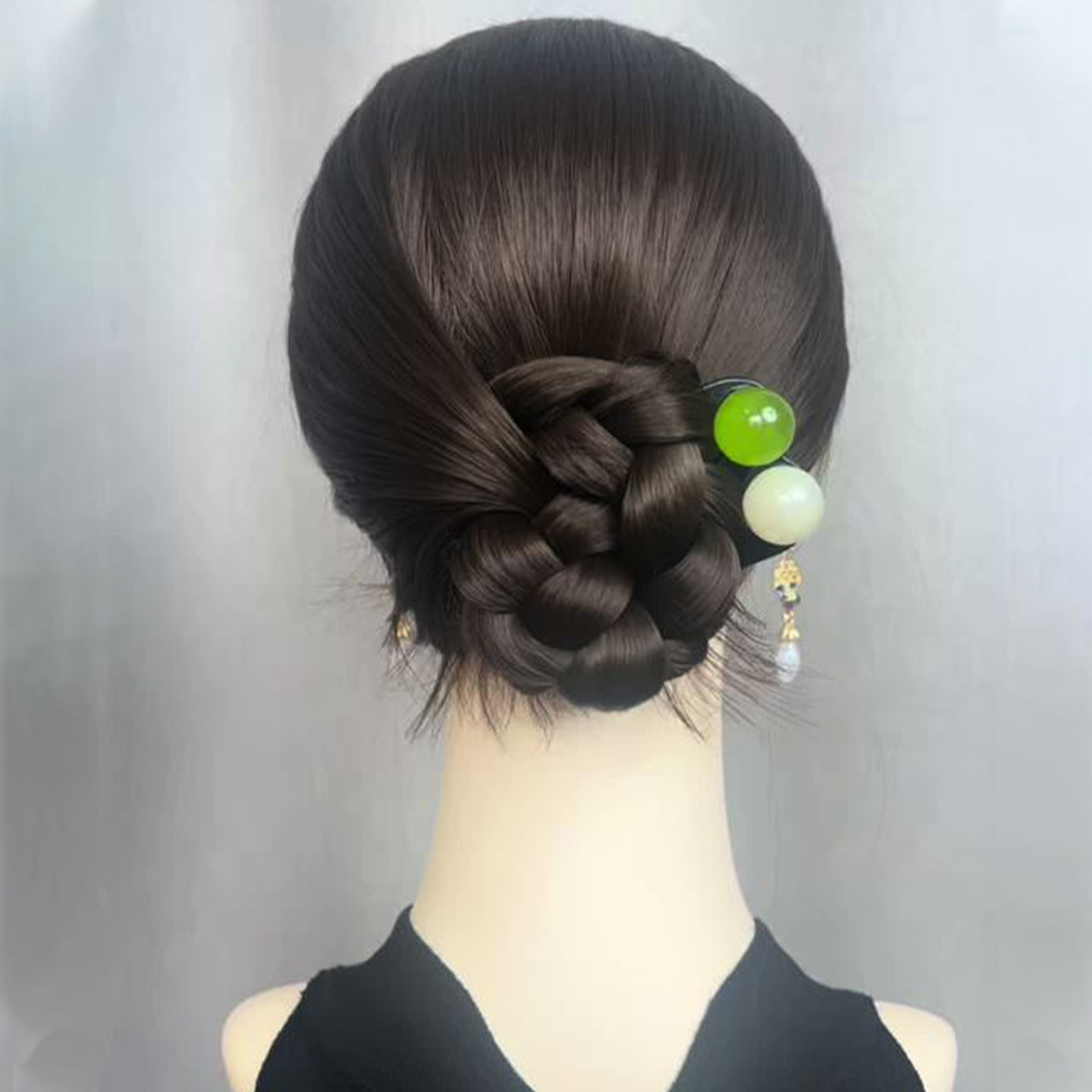新中式丸子头盘发珠珠倒插梳发簪图片